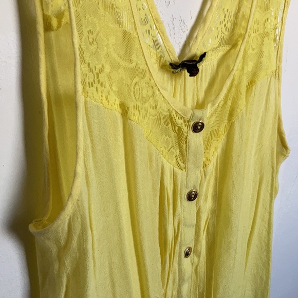 Vintage Pearl yellow lace sleeveless top size L - Picture 4 of 8